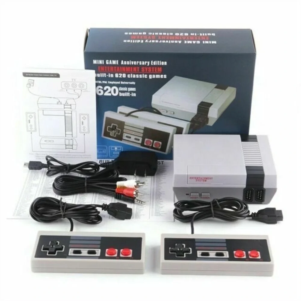 Mini Retro TV Game Console Classic 620 Games Built-in W/ 2 Controller Kid Gift